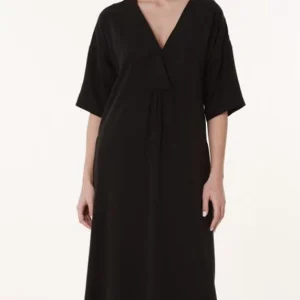 Elegantes Damenkleid mit tiefem V-Ausschnitt in Schwarz